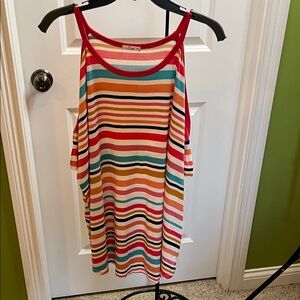 NWOT Multicolor Striped Short Cold Shoulder Tee